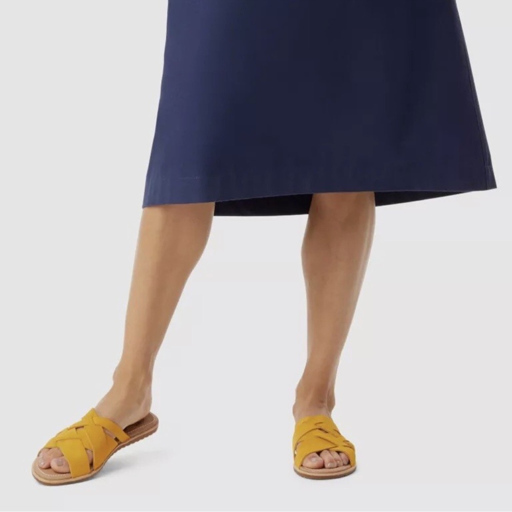 Sorel Yellow and Brown Ella Sandals with Woven Design